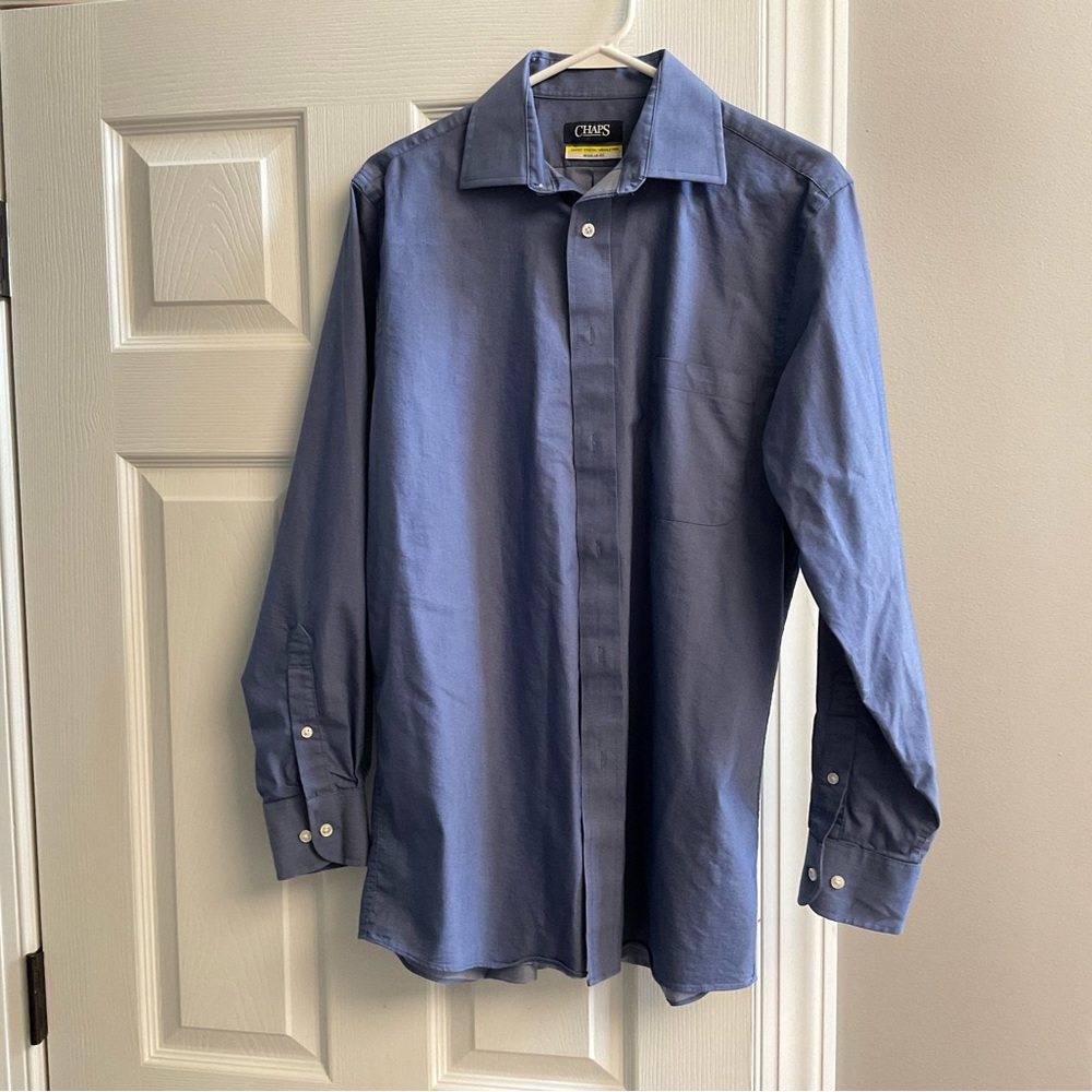Worn Once! Chaps Classic Navy Dress Shirt Regular Fit Sz15 32/33